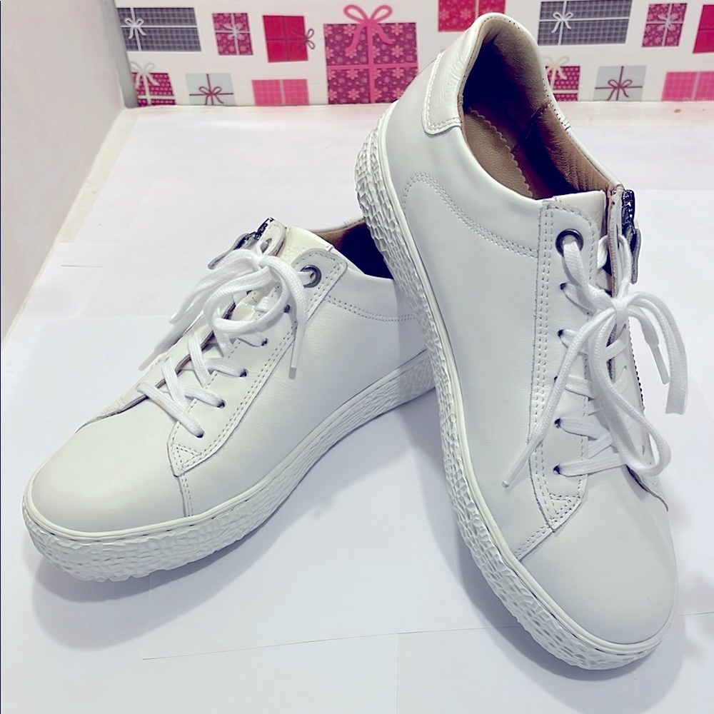 NEW Hartjes Phil White Side Zip Oxford Elegant White Leather Lace-Up Flats